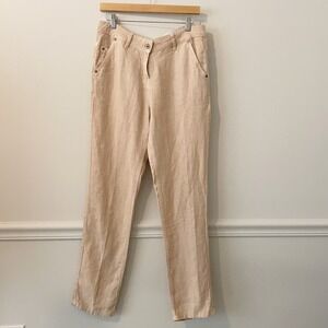 Poetry Womens‎ 100% Linen Pants Blush Baby Pink US Size 8 Lagenlook Beachy Boho